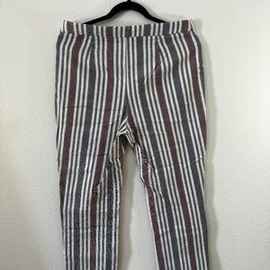 Free People Striped Mod Linen Blend Cropped Pants Sz 8